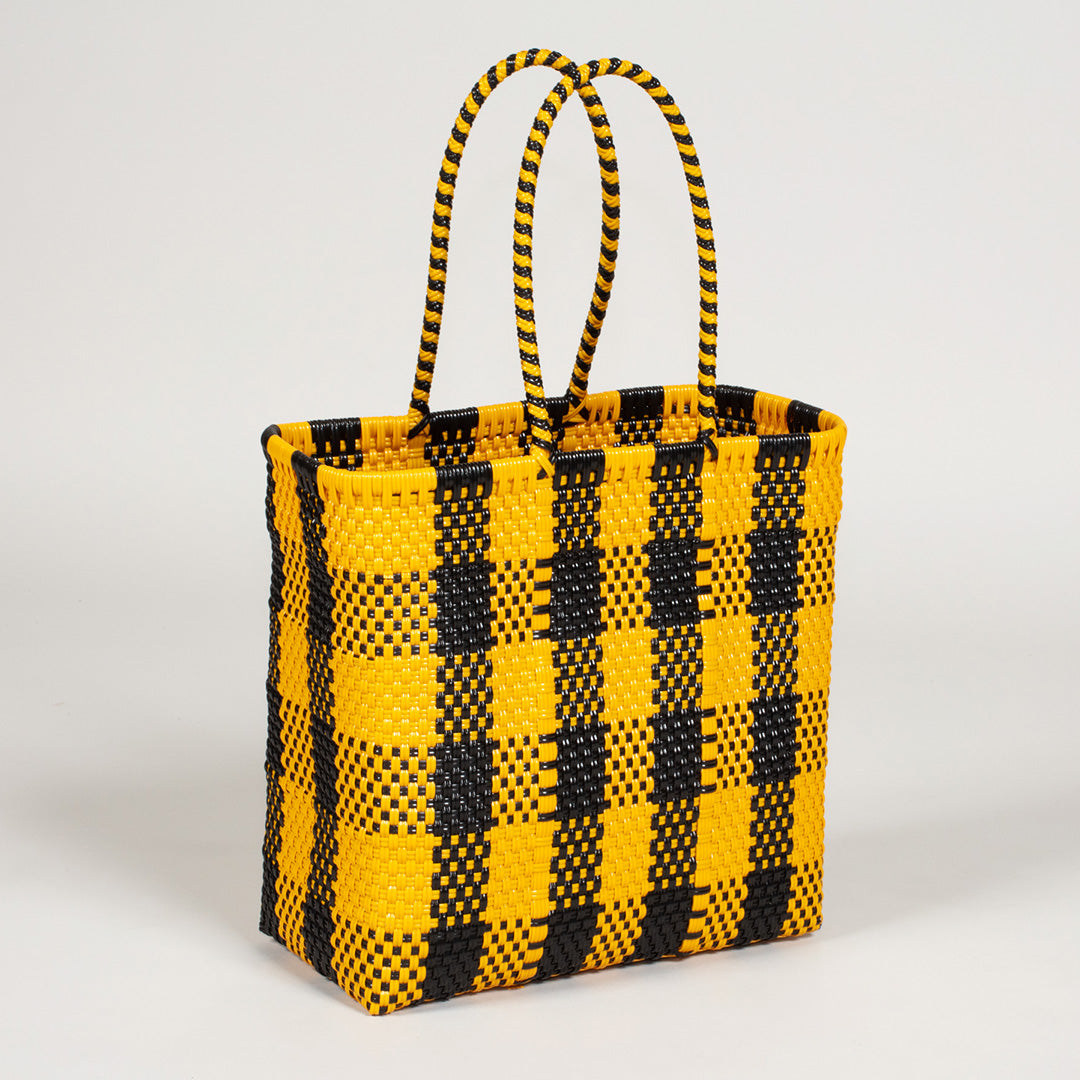 Recycled Gingham Woven Tote Bag
